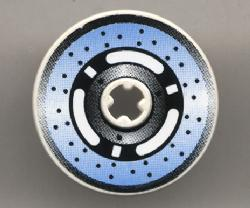 Lego Technic, Disk 3 x 3 with Disk Brake 3 Spokes, Black Dots on Blue Pattern (Sticker) - Set 8219