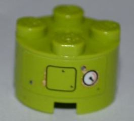 Lego Brick, Round 2 x 2 with Axle Hole with Rectangular Outline and Rusted Gauge Pattern (Sticker) - Set 8707