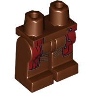 Lego Hips and Reddish Brown Legs with Dark Red Coattails and Black Contour Lines Print / Reddish Brown