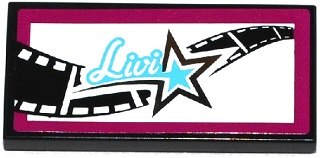 Lego Tile 2 x 4 with Film Reel, 'Livi' and Star Pattern (Sticker) - Set 41117