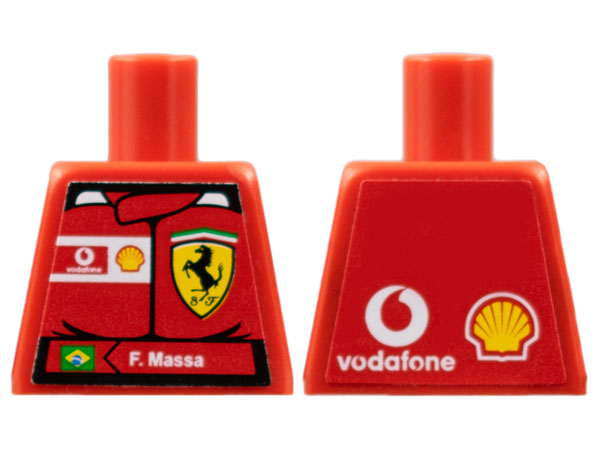 Lego Torso Racers Ferrari Front, Vodafone Back (Stickers) with F. Massa Name Pattern / Red