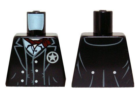 Lego Torso Jacket and Vest with Star Badge and Dark Red Scarf Pattern / Black