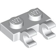 Lego Plate Special 1 x 2 with Clips Horizontal [Open O Clips] / White