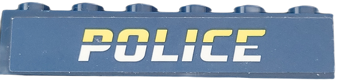 Lego Brick 1 x 6 with Bright Light Yellow and White 'POLICE' Pattern (Sticker) - Set 60272