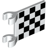 Lego Flag 2 x 2 Square with Chequered Print [Thick Clips] / White