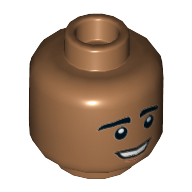 Lego Minifig Head Raj Koothrappali, Dual Sided, Eyebrows, Open Mouth Smile / Worried [Hollow Stud] / Medium Nougat