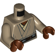 Lego Torso Layered Robe, Dark Brown Belt Print (Mace Windu), Dark Tan Arms, Reddish Brown Hands