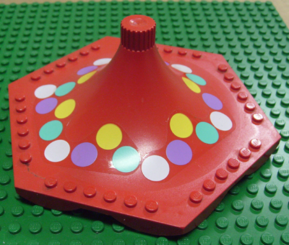 Lego Fabuland Merry-Go-Round Type 2 Roof with Spots Pattern (Stickers) - Set 3683 / Red