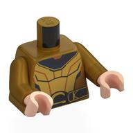 Lego Torso with Print, Pearl Gold Arms, Light Nougat Hands / Pearl Gold