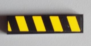 Lego Tile 1 x 4 with Black and Yellow Danger Stripes Pattern Model Right Side (Sticker) - Set 8295 / Black