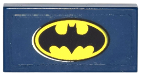 Lego Tile 1 x 2 with Black and Yellow Oval Batman Logo on Transparent Background Pattern (Sticker) - Set 6857