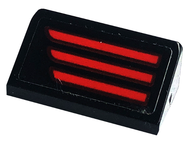 Lego Slope 30 1 x 2 x 2/3 with 3 Red Stripes (Brake Lights) Pattern Model Left Side (Sticker) - Set 76181