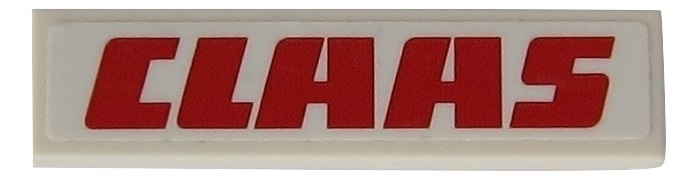 Lego Tile 1 x 4 with Red 'CLAAS' on White Background Pattern (Sticker) - Set 42054