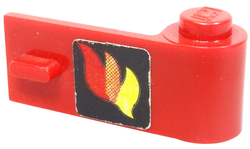 Lego Door 1 x 3 x 1 Right with Classic Fire Logo Pattern (Sticker) - Sets 640-2 / 6690 / Red