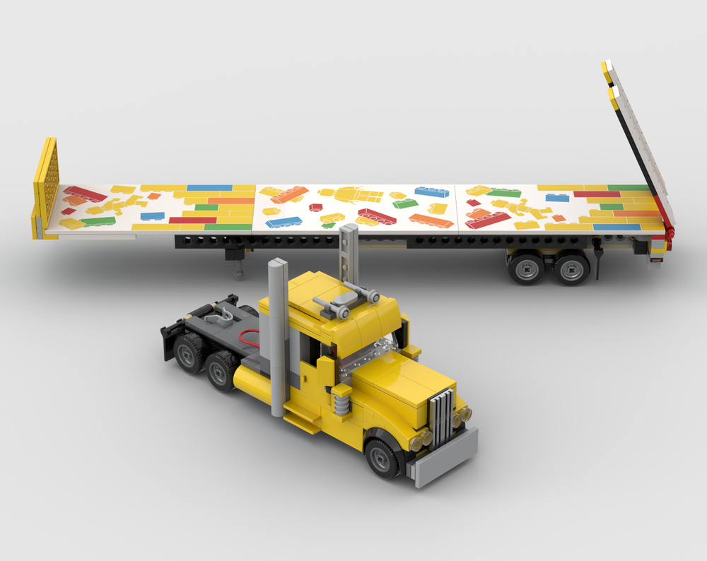 Lego Peterbilt Big Rig Tractor with Flatbed Trailer
