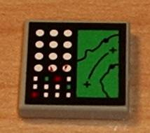 Lego Tile 2 x 2 with Electronic Terrain Display Pattern (Sticker) - Set 8839