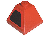 Lego Slope 45 2 x 2 Double Convex with Intake on Red Background Pattern Model Left Side (Sticker) - Sets 8143 / 8671