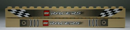 Lego Brick 1 x 16 with Lego Racers Logo Pattern, Both Sides Different (Stickers) - Set 8364 / Tan