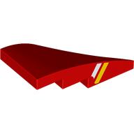 Lego Brick Wedged, Curved 4 x 2 with Stud Notch Left with White/Yellow Stripes on Side print