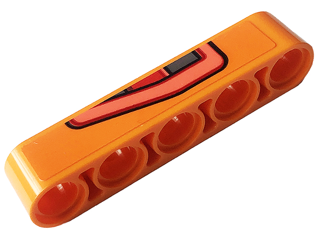 Lego Technic, Liftarm Thick 1 x 5 with Red Taillight with Black Outline Pattern Model Right Side (Sticker) - Set 42126 / Orange