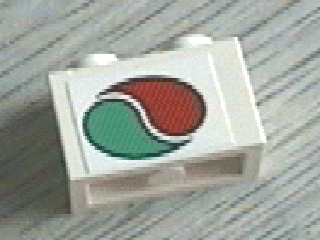 Lego Brick 1 x 2 with Octan Logo Pattern (Sticker) - Set 6335 / White
