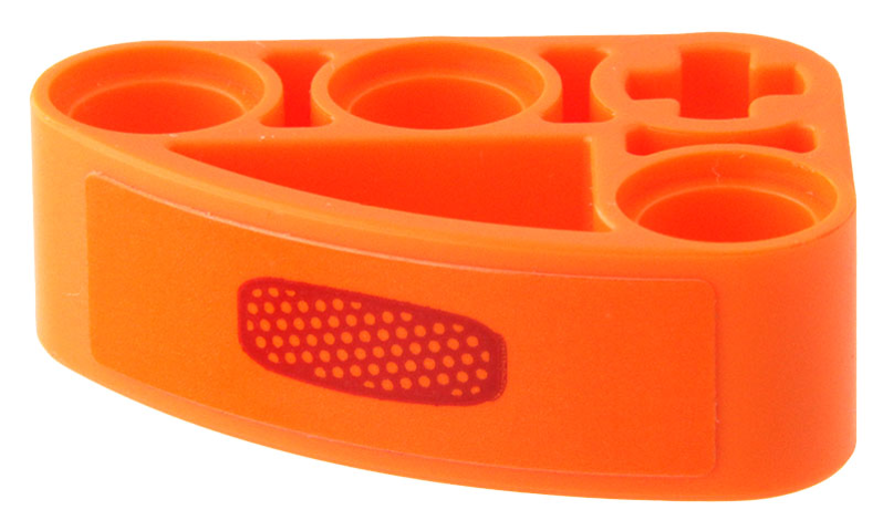 Lego Technic, Liftarm, Modified L-Shape Quarter Ellipse Thick 2 x 3 with Red Blinker Light Pattern (Sticker) - Set 42204 / Orange