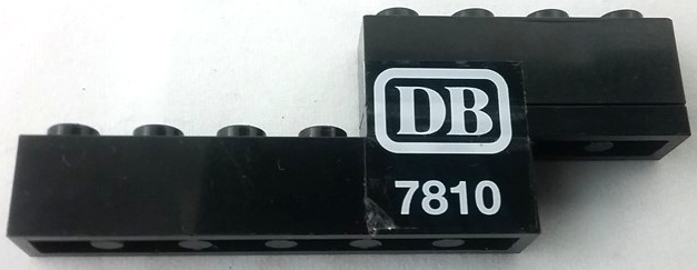Lego Stickered Assembly 8 x 1 x 2 1/3 with White 'DB 7810' Pattern Model Left Side (Sticker) - Set 7810