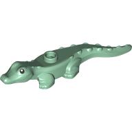 Lego Animal, Alligator / Crocodile Baby with Black Eyes print / Sand Green