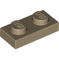Lego Plate 1 x 2 / Dark Tan