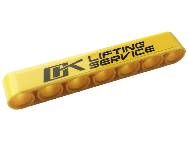 Lego Technic, Liftarm Thick 1 x 7 with Black 'LIFTING SERVICE' Pattern (Sticker) - Set 42108