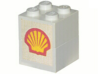 Lego Stickered Assembly 2 x 2 x 2 with Shell Logo Pattern on Both Sides (Stickers) - Set 377-1