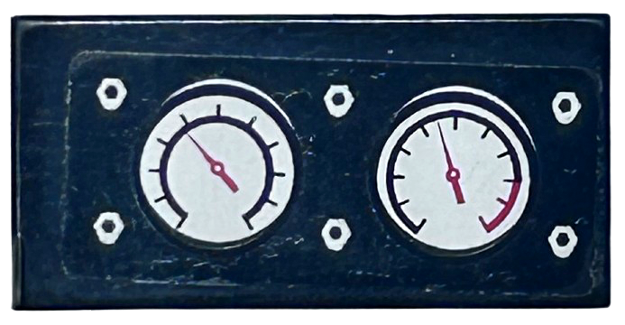 Lego Tile 1 x 2 with Rivets and 2 White Gauges with Red Needles Pattern (Sticker) - Set 4841