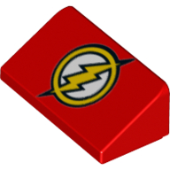 Lego Brick Sloped 30° 1 x 2 x 2/3 with Flash Logo Print