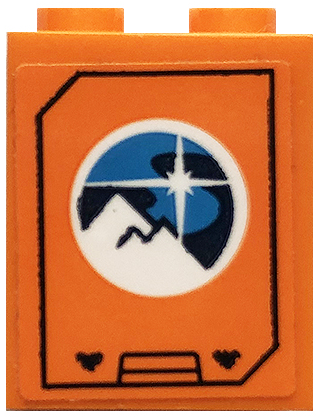 Lego Brick 1 x 2 x 2 with Inside Stud Holder with Arctic Explorer Logo on Orange Background Pattern (Sticker) - Set 60195