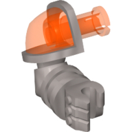 Lego Arm Right with Trans-Neon Orange Shoulder and Pin (Nexo Knights Axl) / Flat Silver