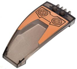 Lego Windscreen 8 x 4 x 2 Curved Taper with Dual 2 Fingers, 2 Bolts on Orange Pattern (Sticker) - Set 7706