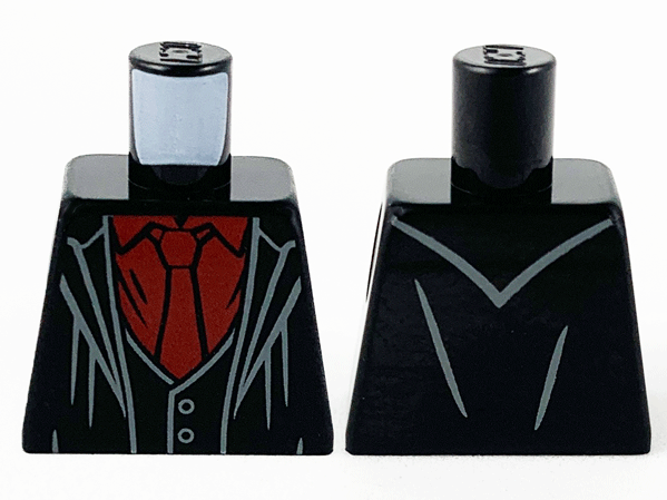 Lego Torso Robe and Vest, Dark Red Shirt and Tie Pattern / Black