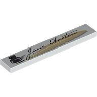 Lego Tile 1 x 6 with Ink Pot, Signature 'Jane Austen' Print