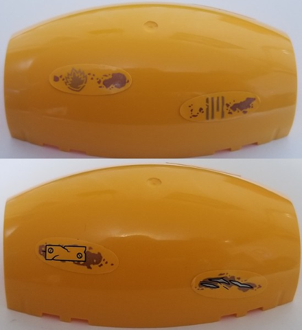 Lego Windscreen 10 x 6 x 3 Bubble Canopy Double Tapered with Square Front Cutout with Gold Ravagers Emblem, Metal Bracket and Damage Pattern (Stickers) - Set 76080