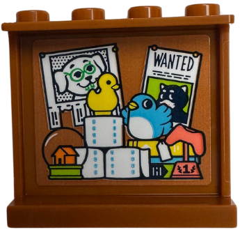 Lego Panel 1 x 4 x 3 with Side Supports - Hollow Studs with Snowglobe, Toilet Paper, Duck, Bird, Trophy, and Wanted Posters Pattern (Sticker) - Set 42652