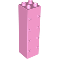 Lego Duplo Building Wall 2 x 2 x 6 with Drawer Slots on One Side and Eight Hinges on the Other / Bright Pink