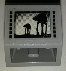 Lego Slope, Inverted 45 2 x 2 with Flat Bottom Pin with Black Rectangles, Screen with SW Hoth AT-ATs Silhouettes Pattern (Sticker) - Set 7879