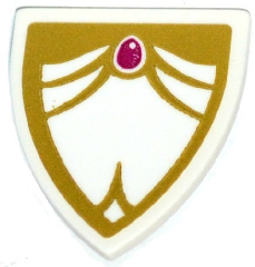 Lego Minifigure, Shield Triangular Short with Magenta Jewel and Gold Border Pattern (Sticker) - Set 41176