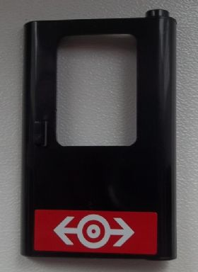 Lego Door 1 x 4 x 5 Train Right, Thin Support at Bottom with Train Logo White on Red Background Pattern (Sticker) - Set 60026