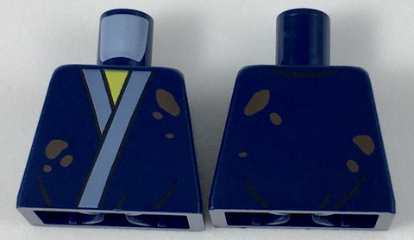 Lego Torso Robe with Sand Blue Trim and Mud Splotches Pattern / Dark Blue