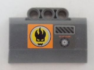 Lego Technic, Panel Engine Block Half / Side Intake with Agents Dr. Inferno Logo and 'DO NOT COVER' Pattern Model Left Side (Sticker) - Set 8634