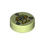 Lego Tile Round 1 x 1 with Toy Robot Print