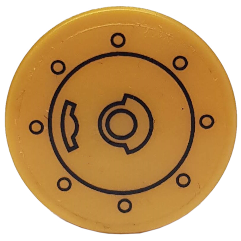 Lego Tile, Round 2 x 2 with Bottom Stud Holder with Fuel Filler Cap Pattern (Sticker) - Set 76023