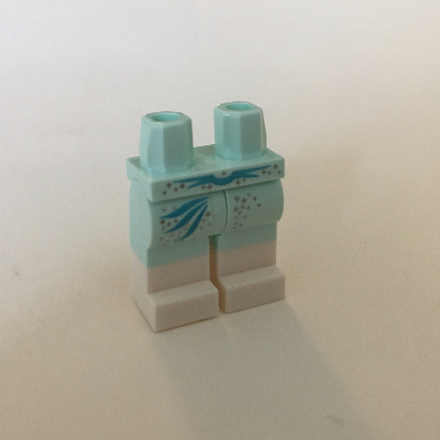 Lego Hips with Light Aqua Legs and White Boots Pattern with Azure Waves and Silver Stars Print