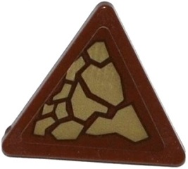 Lego Road Sign 2 x 2 Triangle with Clip with Dark Tan Scales Pattern Model Right Side (Sticker) - Set 70599